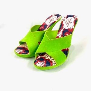 SOLD Vivienne Westwood bright green heeless heels